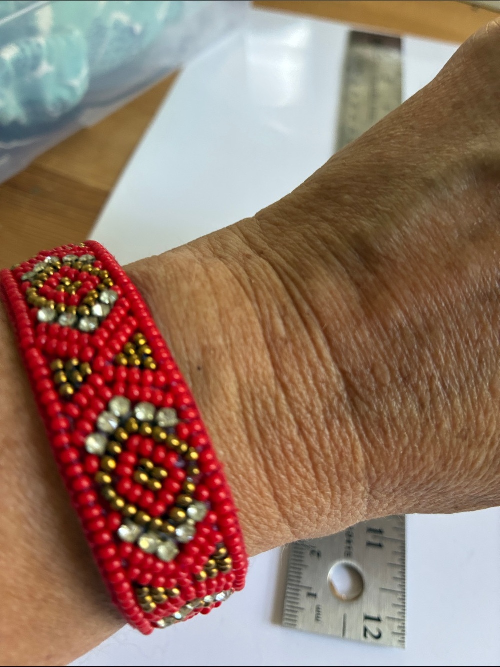 Deepa Gurnani Boho red beaded bracelet